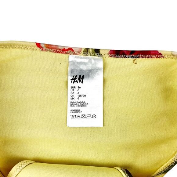 H&M Yellow Floral Swim Bikini Bottoms Size 6 - Picture 3 of 4
